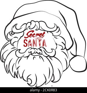 Skizze von santa claus Gesicht Geheimnis santa Gravur Stil Hand Gezeichnete Illustration Stock Vektor