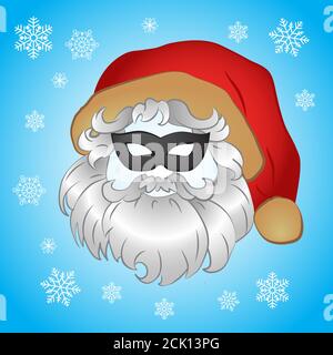 Skizze von santa claus Gesicht Geheimnis santa Gravur Stil Hand Gezeichnete Illustration Stock Vektor