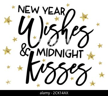 Weihnachts- und Neujahrsschilder Set Weißgold Farbe auf schwarzem Hintergrund für Grußkarten, Geschenkanhänger, Embleme, Neujahrsfeier, Produktpromoti Stock Vektor