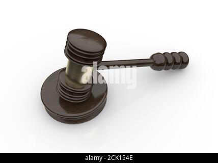 Lackierter Holzgavel isoliert auf weißem Hintergrund. 3d-Illustration Stockfoto