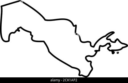 Usbekistan - feste schwarze Umrisskarte des Landgebiets. Einfache flache Vektordarstellung. Stock Vektor