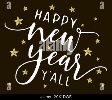 Weihnachts- und Neujahrsschilder Set Weißgold Farbe auf schwarzem Hintergrund für Grußkarten, Geschenkanhänger, Embleme, Neujahrsfeier, Produktpromoti Stock Vektor