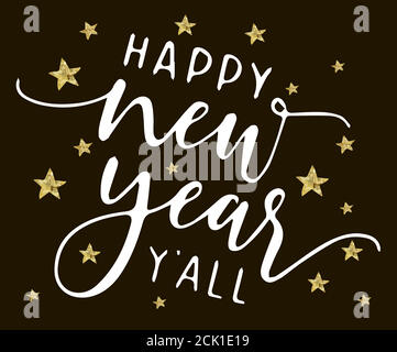 Weihnachts- und Neujahrsschilder Set Weißgold Farbe auf schwarzem Hintergrund für Grußkarten, Geschenkanhänger, Embleme, Neujahrsfeier, Produktpromoti Stock Vektor