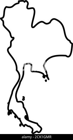 Thailand - solide schwarze Umrisskarte der Landesfläche. Einfache flache Vektordarstellung. Stock Vektor