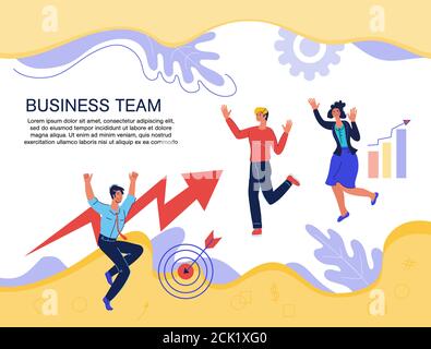 Business erfolgreiches Team und Unternehmen Mitarbeiter Banner mit Geschäftsleuten. Stock Vektor