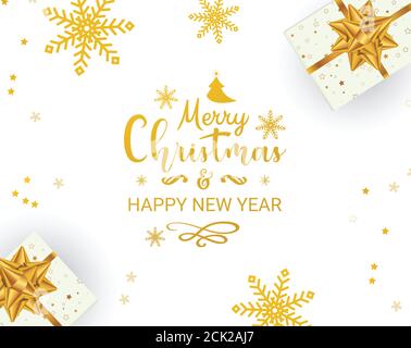Weihnachtliche weiße Hintergrund mit weihnachtsgeschenken. Frohe Weihnachten und ein glückliches neues Jahr Hintergrund Stock Vektor