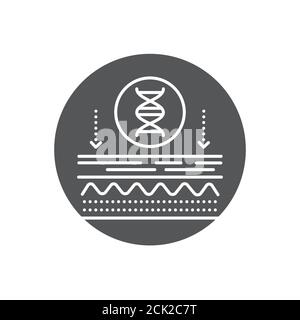 Auswirkungen auf die Haut Genetik Glyphe schwarz Symbol. Hautpflege. Registrieren Sie sich für Webseite, mobile App, Schaltfläche, Logo. Vektor isoliertes Element. Stock Vektor