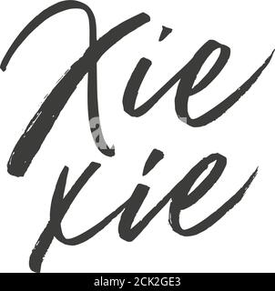 Vielen Dank in chinesischen Tintenpinsel Vektor-Schriftzug. Stock Vektor