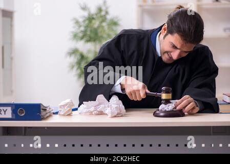 Junge Richter arbeiten im Gerichtsgebäude Stockfoto