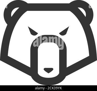 Bear Symbol in dicken Umriss Stil. Schwarz-Weiß-Vektorgrafik. Stock Vektor