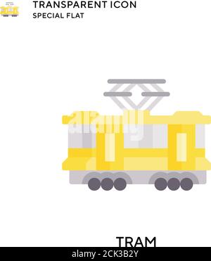 Tram-Vektor-Symbol. Flache Illustration. Vektor EPS 10. Stock Vektor
