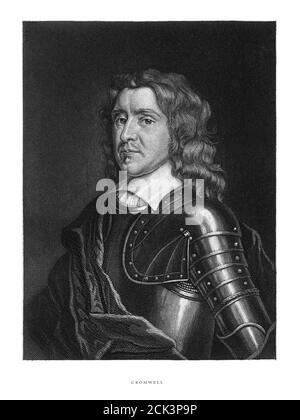 Vintage, Oliver Cromwell, Englisch Victorian Engraving, 1840 Stockfoto