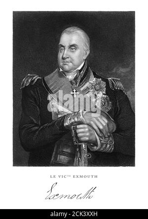 Vintage, Admiral Edward Pellew, 1. Viscount Exmouth, Englisch Victorian Engraving, 1840 Stockfoto