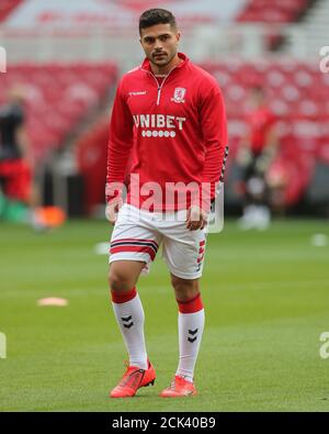 MIDDLESBROUGH, ENGLAND. 15. SEPTEMBER 2020 Sam Morsy von Middlesbrough während des Carabao Cup Spiels zwischen Middlesbrough und Barnsley im Riverside Stadium, Middlesbrough. (Kredit: Mark Fletcher, Mi News) Kredit: MI Nachrichten & Sport /Alamy Live Nachrichten Stockfoto