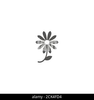 Schwarze flache Ikone der Kamillenblüte Stock Vektor
