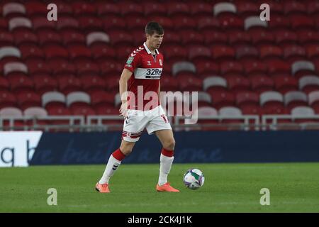 MIDDLESBROUGH, ENGLAND. 15. SEPTEMBER 2020 Paddy McNaiir von Middlesbrough während des Carabao Cup Spiels zwischen Middlesbrough und Barnsley im Riverside Stadium, Middlesbrough. (Kredit: Mark Fletcher, Mi News) Kredit: MI Nachrichten & Sport /Alamy Live Nachrichten Stockfoto