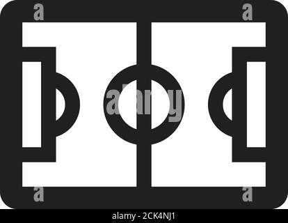 Fußballfeld-Symbol in dicker Umrissform. Schwarz-Weiß-Vektorgrafik. Stock Vektor