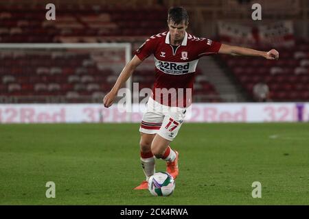 MIDDLESBROUGH, ENGLAND. 15. SEPTEMBER 2020 Middlesbrough's Paddy McNair während des Carabao Cup Spiels zwischen Middlesbrough und Barnsley im Riverside Stadium, Middlesbrough. (Kredit: Mark Fletcher, Mi News) Kredit: MI Nachrichten & Sport /Alamy Live Nachrichten Stockfoto