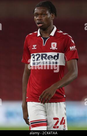 MIDDLESBROUGH, ENGLAND. 15. SEPTEMBER 2020 Middlesbroughs Sam Folarin während des Carabao Cup Spiels zwischen Middlesbrough und Barnsley im Riverside Stadium, Middlesbrough. (Kredit: Mark Fletcher, Mi News) Kredit: MI Nachrichten & Sport /Alamy Live Nachrichten Stockfoto