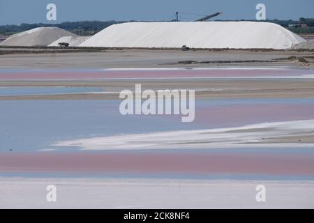 Die Salzbeete des Salins bei Aigues-Mortes, Südfrankreich Stockfoto