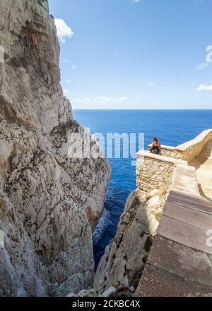 Alghero (Sardegna, Italien) - die Neptun-Grotte ("Grotte di Nettuno" auf italienisch) ist eine Tropfsteinhöhle in der Nähe der Stadt Alghero auf der Insel Sardinien. Stockfoto