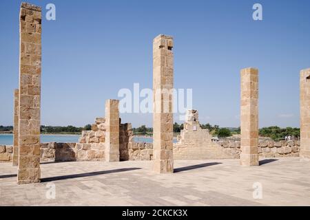 Alte Tonnara (Thunfischfabrik) im Vendicari Naturschutzgebiet - Südosten Siziliens, Italien Stockfoto