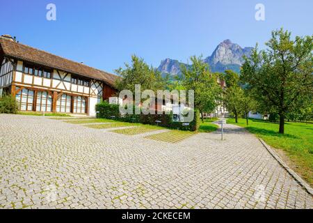 Ansicht des Landgutes Ital Reding in Schwyz, der Hauptstadt des Kantons Schwyz in der Schweiz. Stockfoto