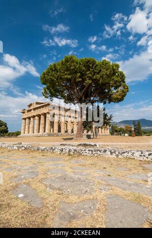 Tempel von Hera oder Tempel von Neptun, Paestum, Kampanien, Italien Stockfoto