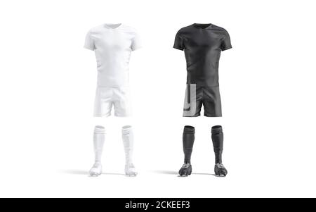 Blank schwarz-weiß Fußballuniform Nachbau Set Stockfoto