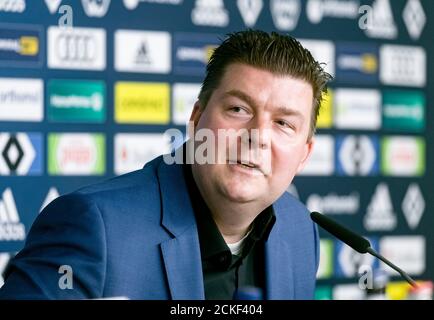 Hamburg, Deutschland. September 2020. Andreas Dressel (SPD), Hamburgs Finanzsenator, kommentiert die Absichtserklärung der Stadt Hamburg zum Erwerb des Stadiongrundstücks des HSV. Vorbehaltlich der Zustimmung der Bürger soll das Geld dafür in diesem Jahr fließen. (To dpa 'Hamburg will HSV-Stadionimmobilie für 23.5 Millionen Euro kaufen') Quelle: Markus Scholz/dpa/Alamy Live News Stockfoto