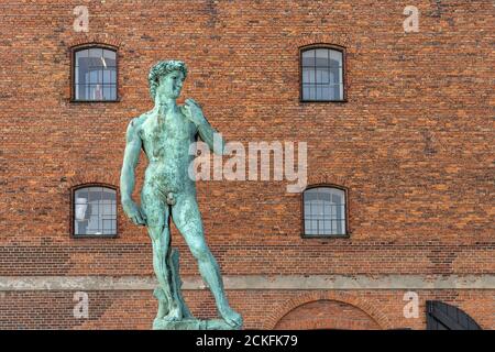 Replikat von Michelangelos David am Langelinie Pier in Kopenhagen, Dänemark, Europa David Replik, Danish Royal Cast Collection at the Langelinie P Stockfoto