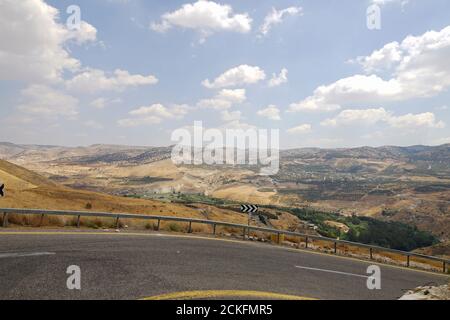 Der Blick auf den Golan aus dem Gamla Naturschutzgebiet und Second Temple alte jüdische Stadt auf den Golan Höhen, Israel