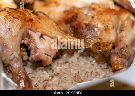 Nurungji Huhn, war die köstlichste Lieferung Essen in letzter Zeit. Stockfoto