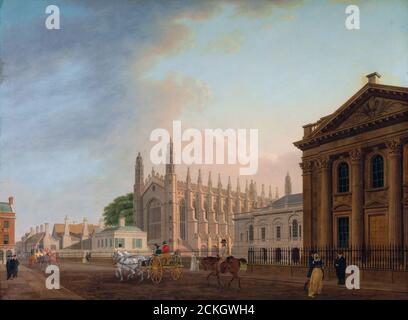 King's Parade, Cambridge, Landschaftsmalerei von Thomas Malton der Jüngere, 1798-1799 Stockfoto