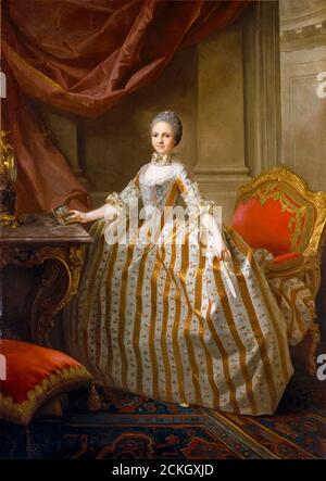 Maria Luisa von Parma (1751–1819), später Königin Gemahlin von Spanien, Porträtmalerei von Laurent Pécheux, 1765-1775 Stockfoto