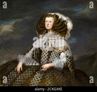 Mariana von Österreich (Maria Anna) (1634–1696), Königin Gemahlin von Spanien, Porträtmalerei von Diego Velázquez, vor 1660 Stockfoto