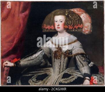 Mariana von Österreich (Maria Anna) (1634–1696), Königin Gemahlin von Spanien, Porträtmalerei der Werkstatt von Diego Velázquez, 17.. Jahrhundert Stockfoto