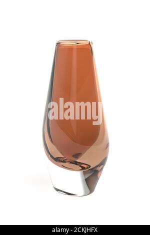 Runde orange Glasvase isoliert auf weißem Hintergrund - 3d Rendern Stockfoto