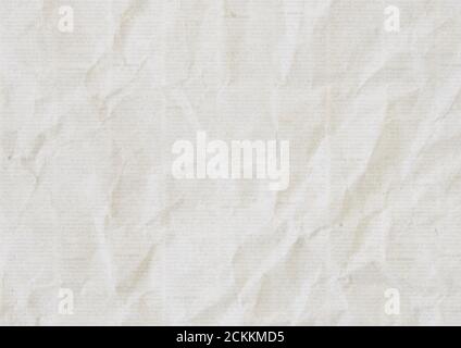 Alte zerknitterte Grunge recycelt Zeitung Papier Textur Hintergrund. Verschwommener Vintage Zeitung horizontaler Hintergrund. Zerknitterte strukturierte Papierseite. Grau A Stockfoto
