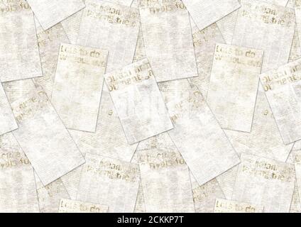 Zeitungen alten Grunge Collage Textur Hintergrund. Viele unleserliche Unschärfe Vintage Zeitungspapier texturierte Nachrichten. Graue Sepia Farbe verschwommen Collage tex Stockfoto