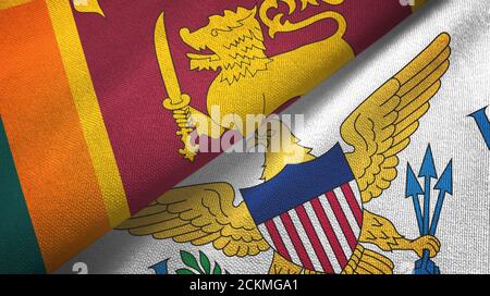 Sri Lanka und Jungferninseln USA zwei Flaggen Textil Stoff Stockfoto