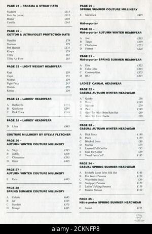 The Inside of UK catalog 'James Lock & Co', oktober 2005. Stockfoto