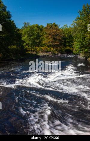 Warnertown Falls ist eine niedrige anmutige Kaskade entlang Tobyhanna Creek in Pennsylvania Pocono Mountains. Stockfoto