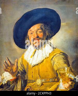 Ein Milizionär, der einen Berkemey hält, der als „Merry Drinker“ bekannt ist Von Frans Hals (c.1582-1666) Öl auf Leinwand (c 1628-1630) Stockfoto