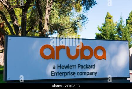 Aruba Networks ist eine Tochtergesellschaft von Hewlett Packard Enterprise, Santa Clara, Kalifornien, USA, im Oktober 2019 Stockfoto