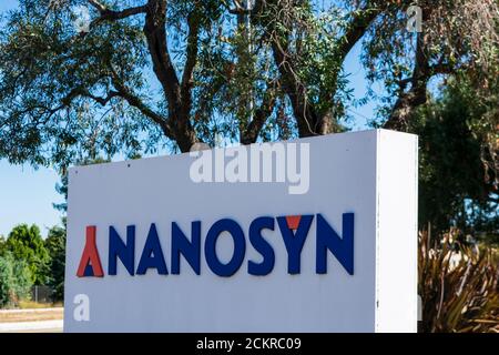 Nanosyn unterzeichnet am Hauptsitz eines Unternehmens mit Sitz in der Medizinchemie im Silicon Valley - Santa Clara, Kalifornien, USA - Oktober 2019 Stockfoto