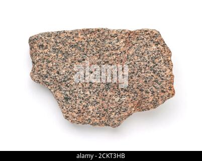 Blick von oben auf flachen natürlichen Granit Stein isoliert auf weiß Stockfoto