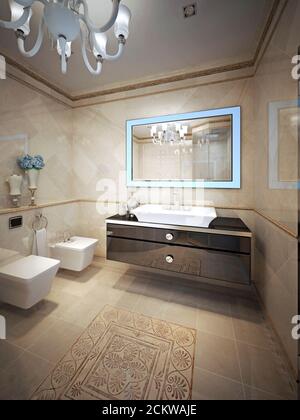 Elegantes Badezimmer-Design. 3d-Rendering Stockfoto