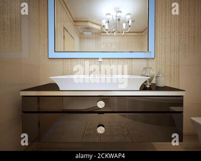 Art déco-Badezimmer. 3d-Rendering Stockfoto