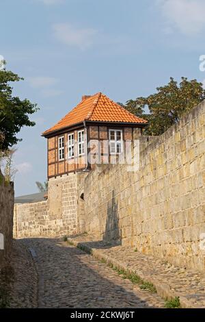 Schenkgasse, Quedlinburg, UNESCO Weltkulturerbe, Sachsen Anhalt, Deutschland Stockfoto